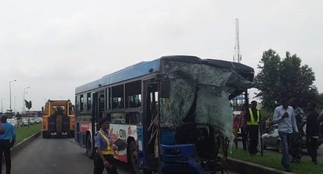 BRT Buses In Lagos Crashed By A Trailer