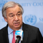 Secretary-General António Guterres briefs reporters on the war in Ukraine. “Ukraine is on fire. The country is being decimated before the eyes of the world. The impact on civilians is reaching terrifying proportions… […] It’s time to stop the horror unleashed on the people of Ukraine and get on the path of diplomacy and peace.“ said the Secretary-General.