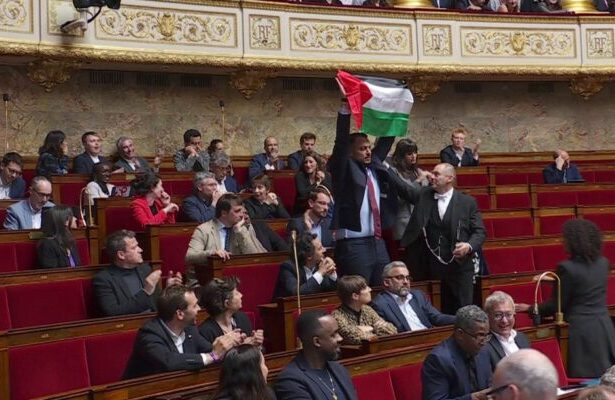 French Parliament Suspend MP For Raising Palestinian Flag During Session