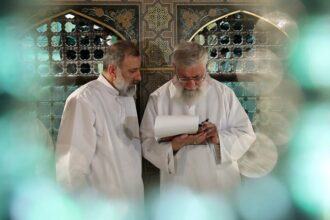 Leader Prays Over Bodies of Martyrs Raeisi and Amir-Abdollahian