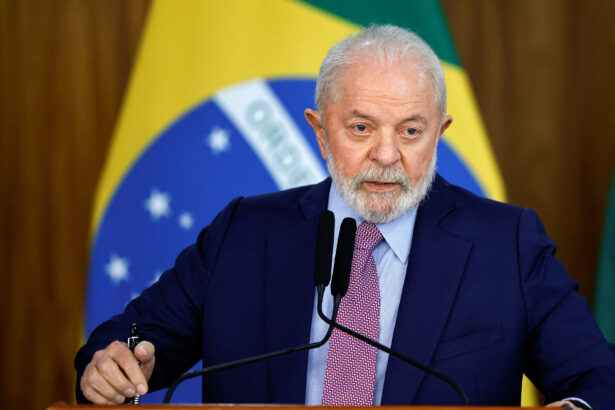 Brazil's president Luiz Inacio Lula da Silva attends a press conference in Brasilia