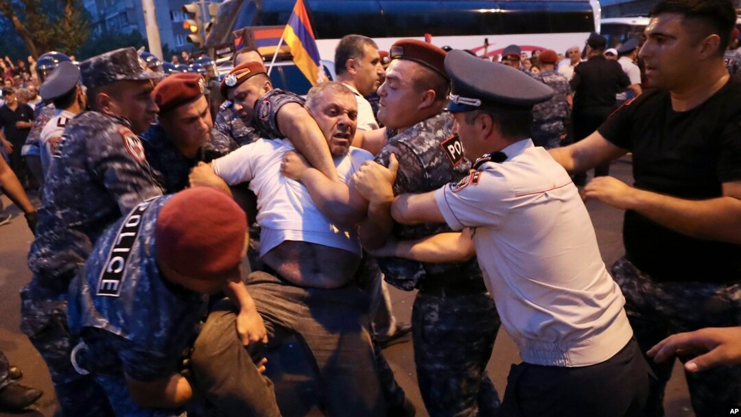 Angry Protesters Clash With Police Outside Armenian Parliament