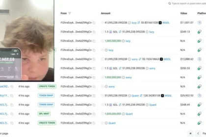 Teenager Launches $QUANT Coin Live on Stream, Profits $29.6K Before Selling for $30K in SOL